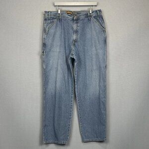 VTG Levis Silvertab Carpenter Jeans Men 38x32 Blue Loose Wide Leg Distressed Y2K